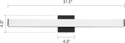 Bathroom Vanity Light Brushed Nickel Square LED 24 inch 14W 4000K Natural White Light Wall Bar Lighting Fixtures Over Mirror (Matte Black, 31.5in 4000K Dimmable)