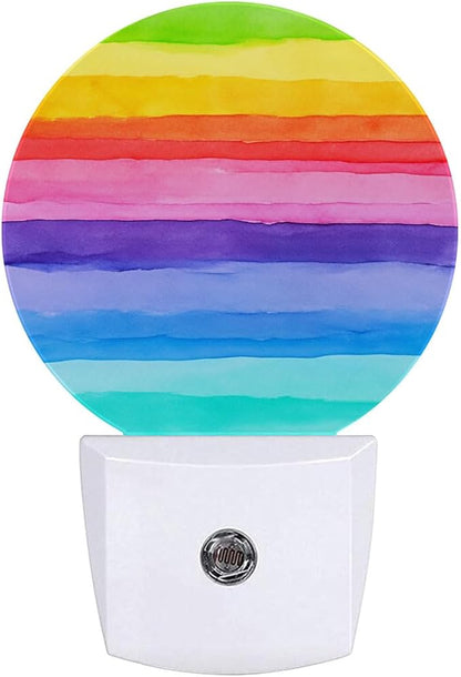 Rainbow Stripes LGBT Night Light Plug-in Sleep Lamp Led Dusk to Dawn Night Light for Bedroom