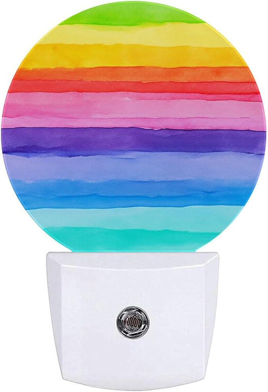 Rainbow Stripes LGBT Night Light Plug-in Sleep Lamp Led Dusk to Dawn Night Light for Bedroom
