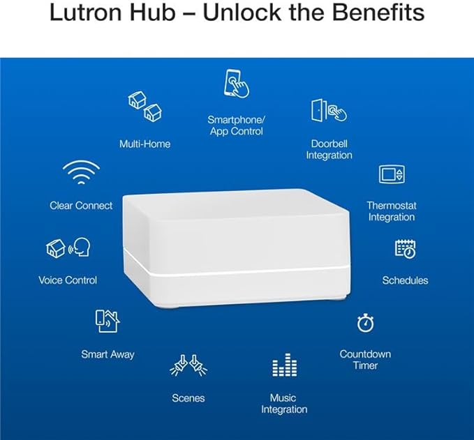Lutron Deluxe Diva Smart Dimmer Kit for Caseta Lighting w/ Hub and Pico Remote, and Pedestal, 1 Wallplate, Smart Dimmer Works with Apple Home, Ring, Google Home, 3 Way
