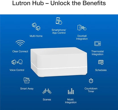 Lutron Deluxe Diva Smart Dimmer Kit for Caseta Lighting w/ Hub and Pico Remote, and Pedestal, 1 Wallplate, Smart Dimmer Works with Apple Home, Ring, Google Home, 3 Way