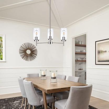 3 Lights Modern Chandeliers Metal Light Fixtures Ceiling Brushed Nickel Industrial Pendant Lighting for Dinging Room Living Room Kitchen Bedroom Hallway