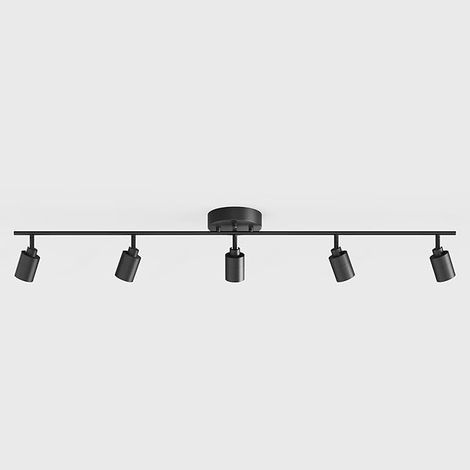 Shura Black 5-Light Track Light with Adjustable Heads, Integrated LED Bulbs, 4 ft. Track Lighting Kit Ceiling Light, 3000k, 2450 Lumens