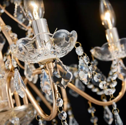 Saint Mossi 6 Light Crystal Chandelier Light Fixture Modern Chandelier Crystal Lighting, French Gold Crystal Raindrop Chandelier for Dining Room,Bedroom,Living Room, H23 x D24