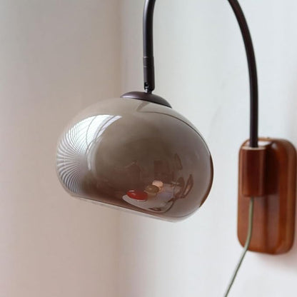 Modern Decoration Wall Sconce Mid Century with White Milk Glass Vintage Industrial Wood Wall Light Hardwired Smoke Grey Amber Farmhouse Reading Wall Lamp for Bedroom Living Room Bedside