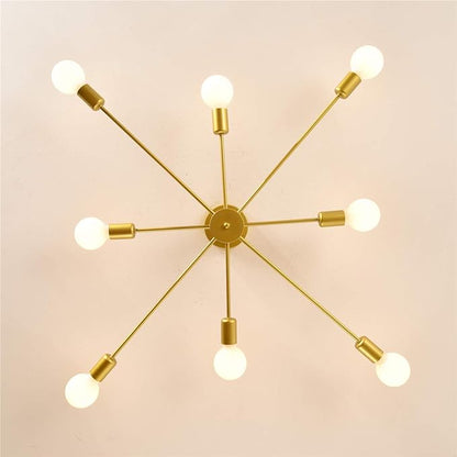 Garwarm 8-Light Sputnik Ceiling Light Modern Semi Flush Mount Ceiling Light Mid Century Gold Chandelier Pendant Lighting for Kitchen Dining Room Bedroom