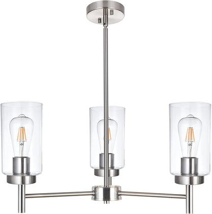 3 Lights Modern Chandeliers Metal Light Fixtures Ceiling Brushed Nickel Industrial Pendant Lighting for Dinging Room Living Room Kitchen Bedroom Hallway