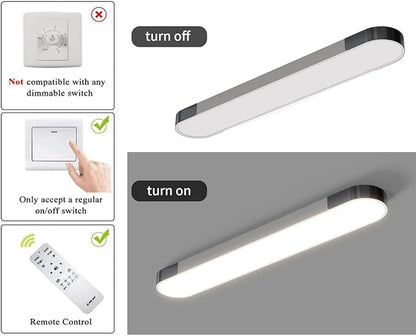 Qcyuui Dimmable LED Ceiling Light Modern Acrylic Linear LED Ceiling Lamp 39.4in Semi Flush Mount Wraparound Shape Lighting Fixture with Remote Control for Kitchen Dining Room (48W/3000-6500K)