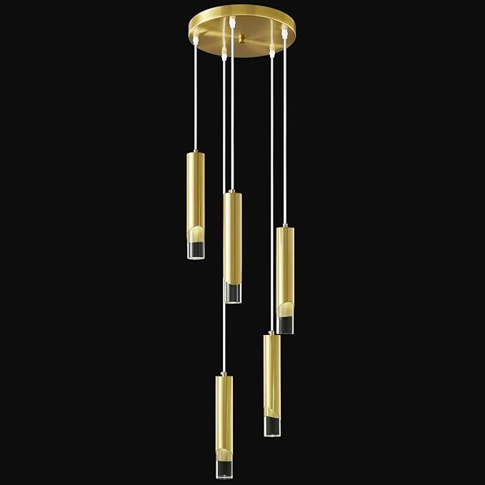 Modern Pendant Light Kitchen Light Fixture Dimmable LED Gold Mini Pendant Lights Dinning Room Gold Pendant Lighting for Kitchen Island Bedroom (5-Light)