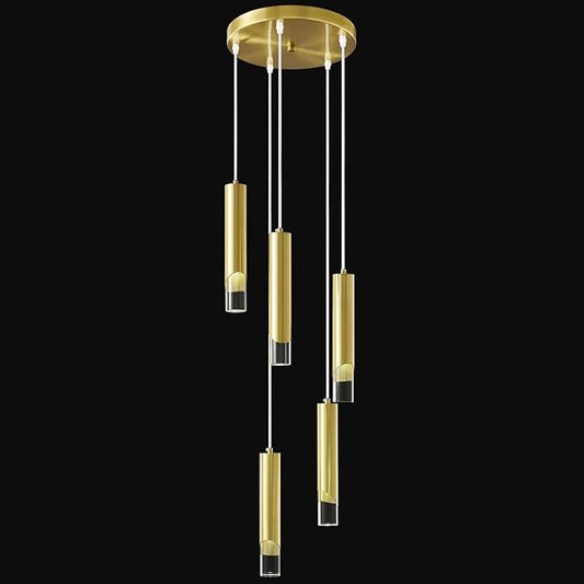 Modern Pendant Light Kitchen Light Fixture Dimmable LED Gold Mini Pendant Lights Dinning Room Gold Pendant Lighting for Kitchen Island Bedroom (5-Light)