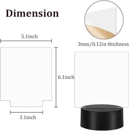 26-Set 3D Night LED Light Lamp Base with Square Round Acrylic Sheet, Includes Remote Control + USB Cable, 16 Colors Decoration Maison Decorative Lights for Bedroom Child Room (Black)