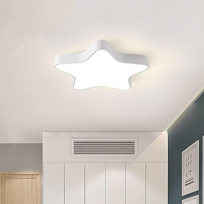LED Ceiling Light Fixture, Modern Pentagram Recessed Ceiling Lights, 3000K-6000K Dimmable Light, Close to Lighting Flush Mount Living Room Pendant Lamps (White, 24inch)