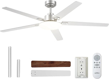 addlon Ceiling Fans with Lights, 60 inch Silver Ceiling fan with Light and Remote Control, Reversible, 3CCT, Dimmable, Noiseless, Outdoor Ceiling Fans for Patios, living room, Indoor/Outdoor Use