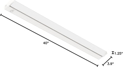 GETINLIGHT 40-inch Swivel LED Under Cabinet Lights, Glass Lens, Selectable White 2700K/4000K/5000K, Dimmable with Wall Dimmers, White Finish, IN-0202-5-WH
