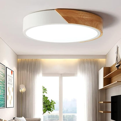 LED Ceiling Light Fixture,24 Inch Modern Wood Recessed Ceiling Lights,Dimmable Light,54W White Close to Ceiling Lighting Flush Mount Living Room Bedroom,3000K-6000K