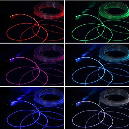 3mm 5meters/16ft PMMA Optic Fiber Cable Side Glow with 12V 1.5W LED Aluminum Illuminator Light Source for Home Car DIY (White)