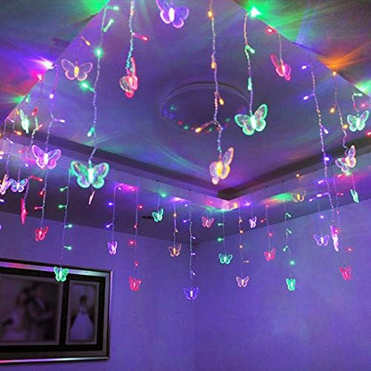 Butterfly Curtain Lights, 4.9ft 48 LED USB Window Fairy Lights 10 Butterflies 8 Modes Firefly Twinkle Timer String Lights with Remote for Room Bedroom Wall Ceiling Party Wedding Christmas