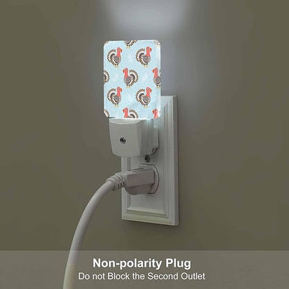 LED Night Light Plug into Wall with Dusk to Dawn Light Sensor White Energy Efficient Cute Cartoon Turkey Nightlight for Bedroom Bathroom Hallway Living Room Kitchen