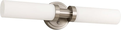SANTOSTOCK Brushed Nickel Bathroom Light Fixtures, 2-Light Vanity Lights W/White Glass Shade, Modern Sconces Wall Lighting for Mirror Kitchen Bedroom Hallway Living Room, E26 T10 Bulbs(Excluded)