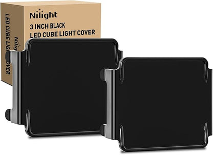 Nilight 3 inch Cube Light Pod Cover 2 PCS Black Protective Covers Durable Polycarbonate Lens Waterproof Dustproof Scratch-Proof for Square Lights Off Road Driving Lighting