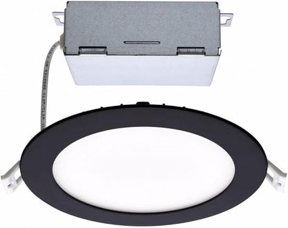 Satco CCT Selectable LED Slim-Fit Flat Lens Downlight with Remote Driver, 6 Inch Round, Black