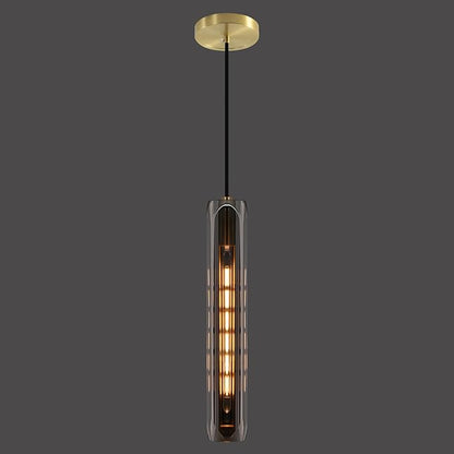 Modern K9 Crystal Kitchen Island Pendant Light,14.95'' Black Long Crystal Pendant Light,1 Light Indoor Crystal Pendant Light, for Kitchen Dining Bathroom Bedroom,Included 2 Bulb