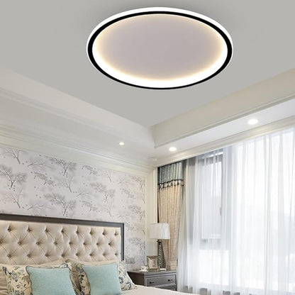 Dimmable LED Ceiling Light Fixture Flush Mount,24" Modern Round Recessed Ceiling Lamp with 3000K-6000K APP Adjustment,Black 66W Close to The Ceiling Lighting Living Room Bedroom