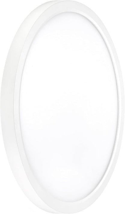 Maxxima 14 in. LED Flush Mount Ceiling Light, 2500 Lumens, 5 CCT 2700K/3000K/3500K/4000K/5000K Panel Light, White Trim Round Fixture, Dimmable for Modern Bedroom, Kitchen, and Living Room Lighting