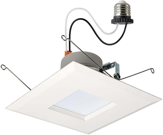 Satco LED Retrofit Downlight with Stepped Baffle, CCT and Wattage Selectable, 5-6 Inch Square, White