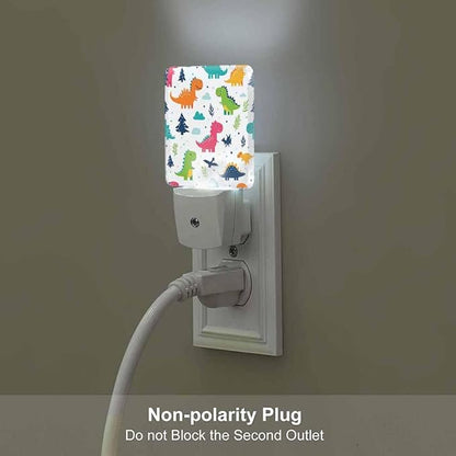 Dinosaur Cartoon Night Light Cute and Fun Plug into Wall with Dusk to Dawn Light Sensors 0.5W Warm Nightlights for Bedroom Bathroom Hallway