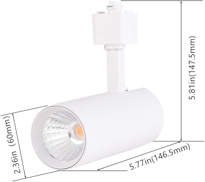 mirrea 16.5W Dimmable LED Track Lighting Heads Compatible with Single Circuit H Type Rail Ceiling Spotlight 90 CRI 24° White Finish Pack of 6 (3000K Warm White)