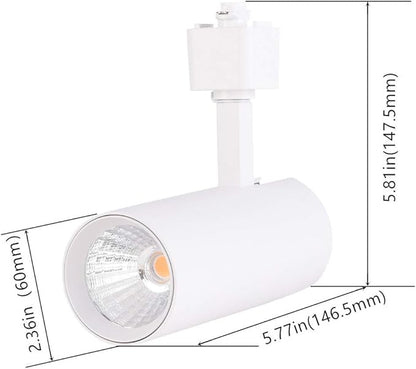 mirrea 16.5W Dimmable LED Track Lighting Heads Compatible with Single Circuit H Type Rail Ceiling Spotlight 90 CRI 24° White Finish Pack of 6 (3000K Warm White)