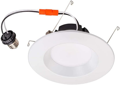 Topaz Round 6 Inch LED Recessed Retrofit Downlight, 8 W, Smooth Trim, 3000K, 90 CRI, White