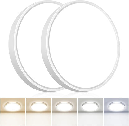 hepside 2PACK Flush Mount LED Ceiling Light Fixture 5CCT 9Inch 18W & 200W Equivalent Closet Light Fixture,Small Round Slim Surface Ceiling Lamp for Hallway,Bathroom,Bedroom,Kitchen,Interior