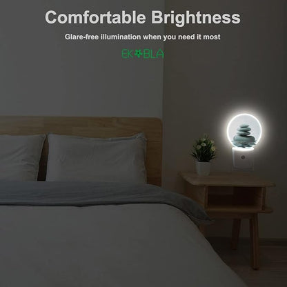 EKOBLA Zen Stone Plug-in LED Night Light, Oriental Spa Style, Dusk to Dawn Sensor, Warm White Soft Glow, Minimalist Home Decor, Housewarming Gifts for Bathroom Bedroom