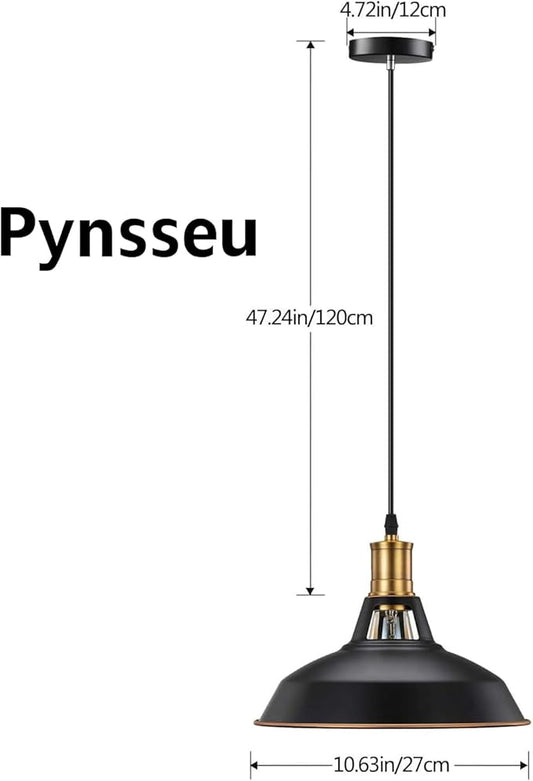 Pynsseu Farmhouse Style Industrial Pendant Light, Vintage Barn Hanging Pendant Lighting, Modern Pendant Lamp Fixture 3 Pack, Oil Rubbed Black Finish