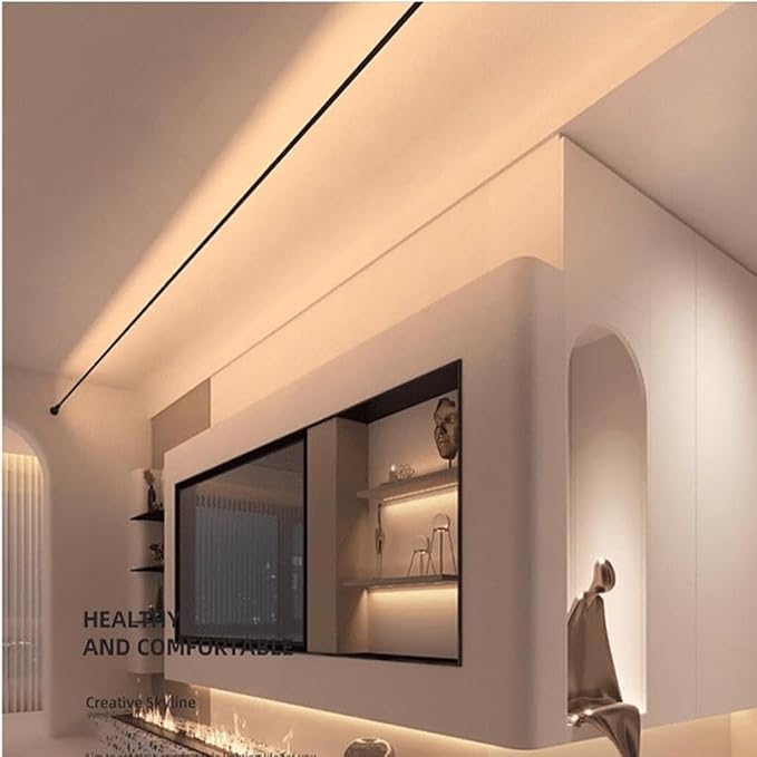 DIY Length Ceiling Light Steel Skylight Strip Linear Wall Lamp Skyline For Home Decoration Bar Villa Aisle LED Light Cutting Slim Wall Sconce 360 Degree Ceiling Floor Lighting,3000K Black 315Inch
