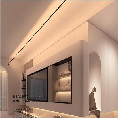 DIY Length Ceiling Light Steel Skylight Strip Linear Wall Lamp Skyline For Home Decoration Bar Villa Aisle LED Light Cutting Slim Wall Sconce 360 Degree Ceiling Floor Lighting,3000K Black 315Inch