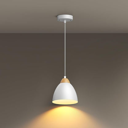 Pendant Lights for Kitchen Island, 5.9" Cone Metal Shade Adjustable Height White Small Hanging Lamps for Dining Room Light Fixtures Over Table Modern Ceiling Fixture