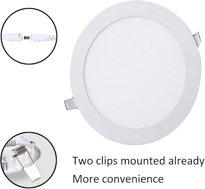 8 Inch 18Watt Ultra Thin Round LED Recessed Panel Spot Lighting, 140 Watt Retrofit Ceiling Downlight, 6500K Cool White, 10 Pack