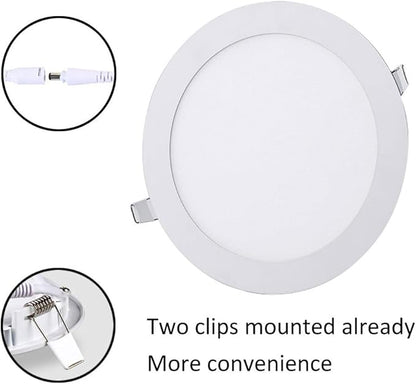 8 Inch 18Watt Ultra Thin Round LED Recessed Panel Spot Lighting, 140 Watt Retrofit Ceiling Downlight, 6500K Cool White, 10 Pack