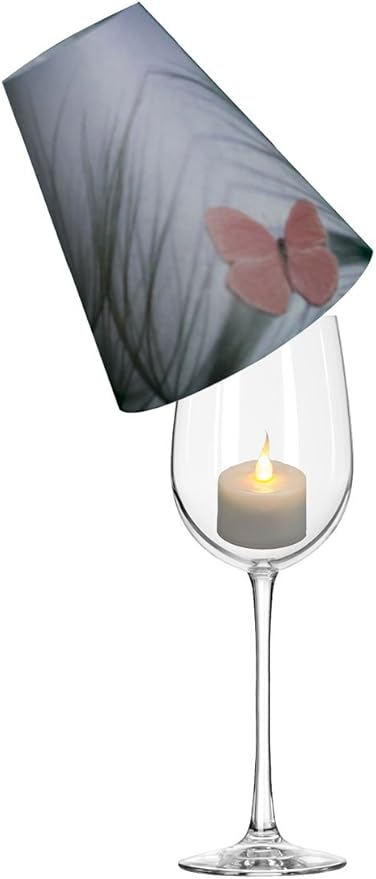 Royal Designs Vellum Tea Light Paper Wine Glass Lampshade, Pink Butterfly, Set of 20, TLS-1004B-20