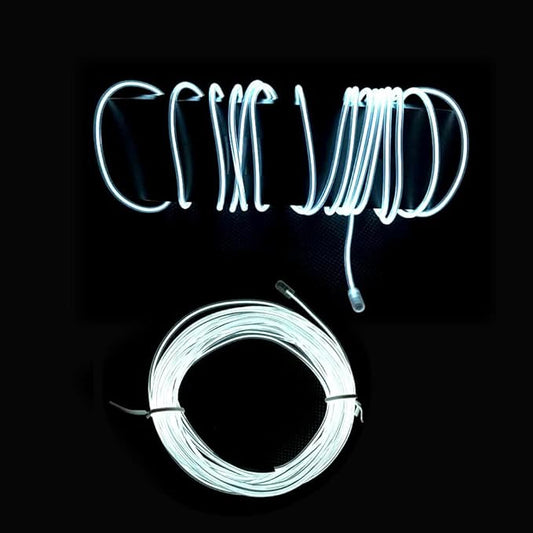 3m White neon Wire Flash Electroluminescence, Cutting El Wire,Used for DIY Design, Various Holiday Party Decoration. (White, 3m)