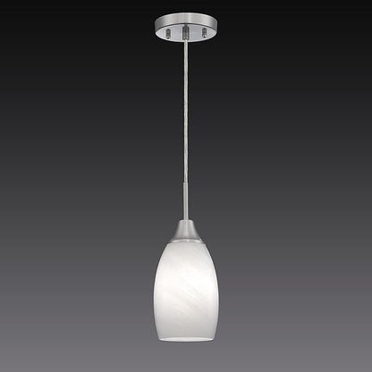 Viinew Mini Glass Pendant Light 1-Light with Handblown White Swirl Art Glass Adjustable Cord Brushed Nickel Finish 4.72" Modern Hanging Pendant Light for Kitchen Dining Room Living