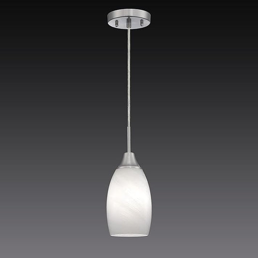 Viinew Mini Glass Pendant Light 1-Light with Handblown White Swirl Art Glass Adjustable Cord Brushed Nickel Finish 4.72" Modern Hanging Pendant Light for Kitchen Dining Room Living