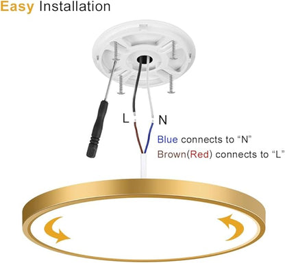 9Inch LED Flush Mount Ceiling Light Fixture, 18W(180W Equivalent), 1800LM, 5000K Daylight White, IP40, Flat Modern LED Ceiling Lights for Bedrooms, Living Rooms, Bathrooms, Stairwells, etc.(Gold)