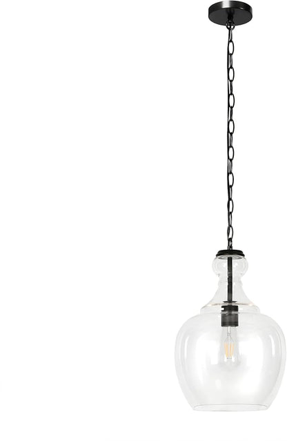 Henn&Hart 11" Mid-Century Modern Pendant Light Fixture with Clear Glass Dome Shade and 6' Adjustable Cord for Kitchen Island, Dining Room or Game Room, Blackened Bronze