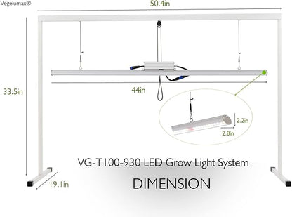 LED Grow Light Lamp Stand for Plant Vege Flower Herb Growth,Full Spectrum CRI 90+ White Light CCT 3200K,Isolated Dimming Power with On/Off Switch,Height Adjustable,100W,4FT