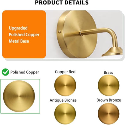 Gold Plug in Wall Sconces Set of 2, Mid Century Plug Sconce with Clear Globe Glass Lampshade, Brushed Art Deco Wall Light Fixture with Plug in Cord for Bedroom Living Room Hallway, G9 Bulbs