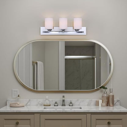 Canarm IVL370A03CH-O Ltd Hampton 3 Light Vanity with Flat Opal Glass, Chrome